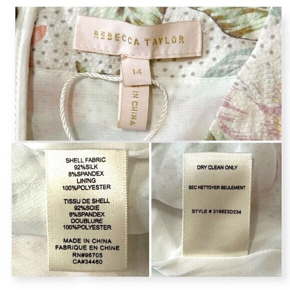 Rebecca Taylor Kamea Stretch Silk Dress In Snow Combo, Size 14, New with tag - Picture 5 of 16